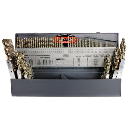 Drillco 115PC COBALT SET 1/16-1/2 BY 64ths No 1-60 A-Z 500A0115